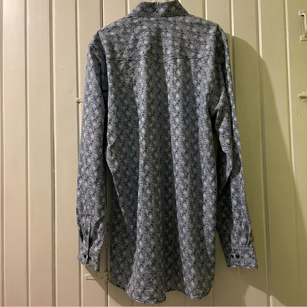 GC BLUE blue paisley snap western shirt-large tall NWT - Picture 6 of 8